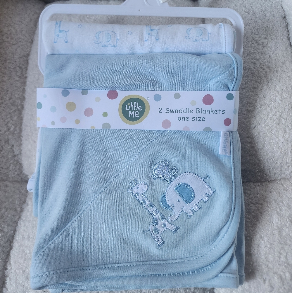 Little Me Light Blue Swaddle Blanket Set